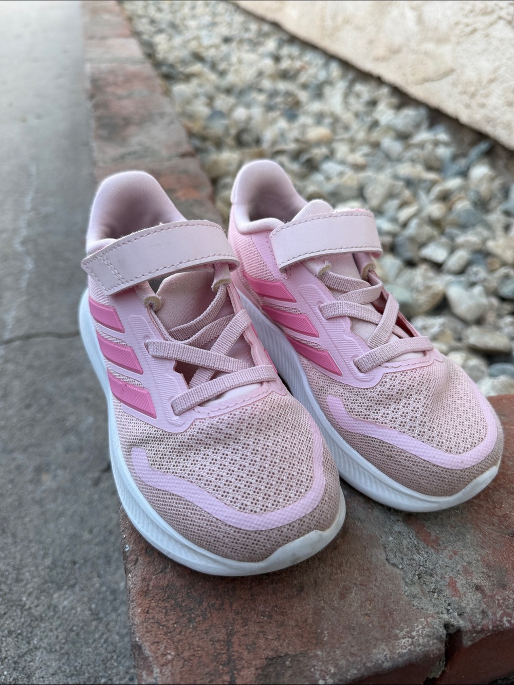 Adidas Girls' Light Pink Athletic Sneakers with Hook-and-Loop Strap